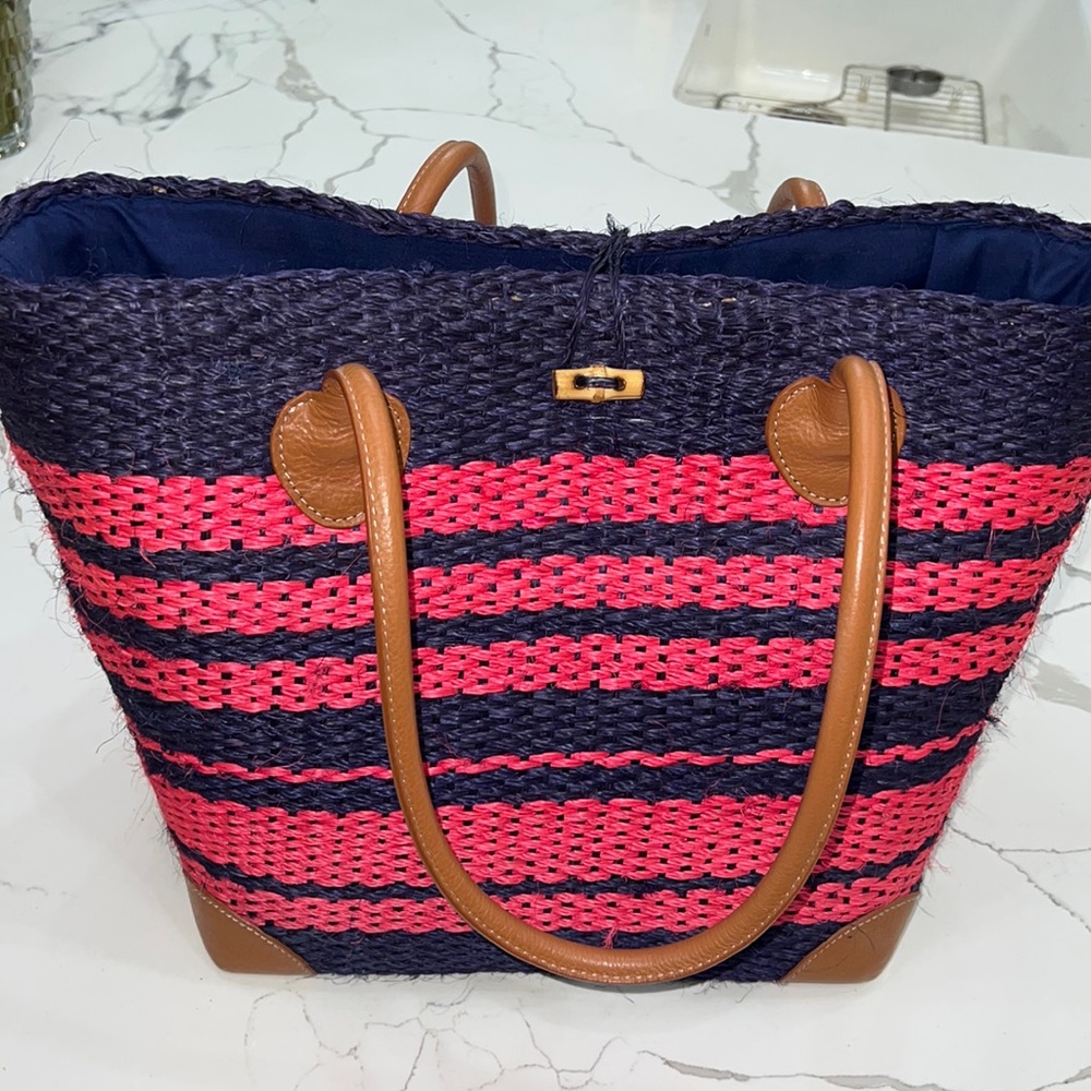 Used once!  J. McLaughlin Navy/Hot Pink Tote